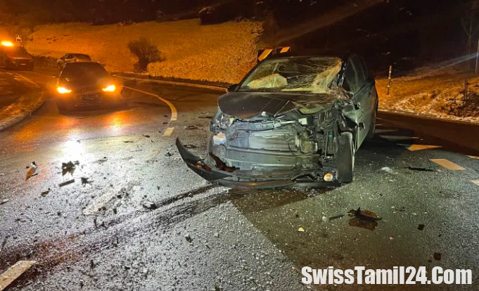 சுவிஸ் லுசேர்ன் (Lucerne) நகரில் ஏற்பட்ட பாரிய விபத்து – நொறுங்கிய கார்.!!