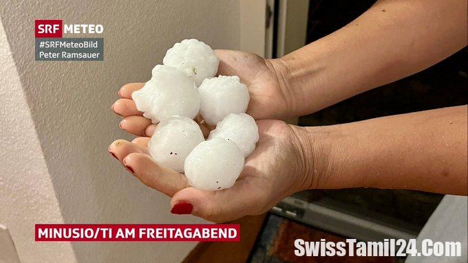 சுவிட்ச்லாந்தின் தென்பகுதியில் பாரிய அளவில் ஆலங்கட்டி மழை