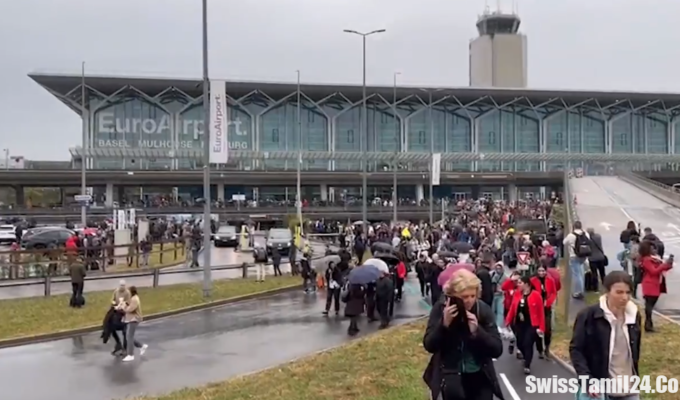 பாசல், யூரோ ஏர்போர்ட், வெடிகுண்டு அச்சுறுத்தல், பயணிகள் வெளியேற்றம்