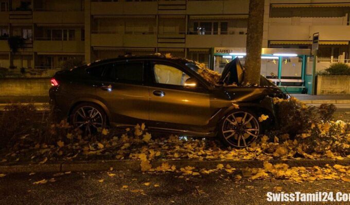 சொலுத்தூர்ன்,ஓல்ட்டனில், மரத்துடன் மோதிய கார்