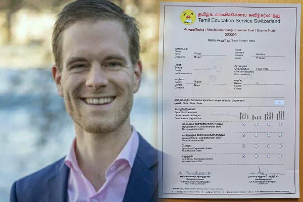 தமிழ்ப் பரீட்சையில் சித்தி பெற்ற சுவிஸ் பிரஜை.
