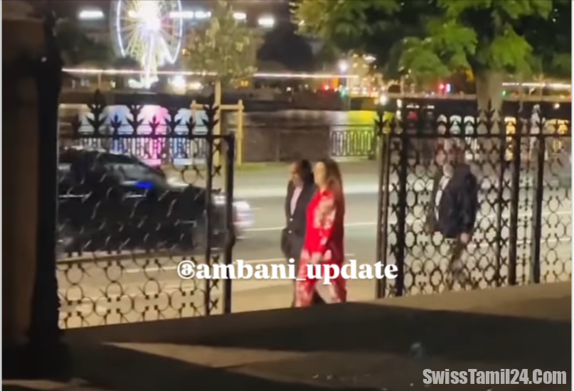 சுவிஸ் சாலையில் மனைவியுடன் வாக்கிங் சென்ற முகேஷ் அம்பானி! வைரலாகும் வீடியோ
