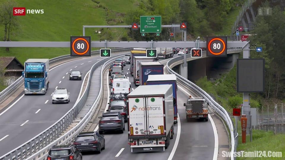 கோத்தார்ட் சாலை முன்பு 13 கிலோ மீற்றர்கள் போக்குவரத்து நெரிசல்