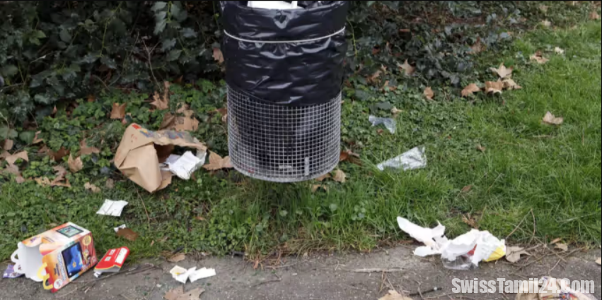 வின்டர்தூரில் வீட்டுக்கழிவுகளை பொது குப்பைத்தொட்டியில் வீசும் மக்கள்