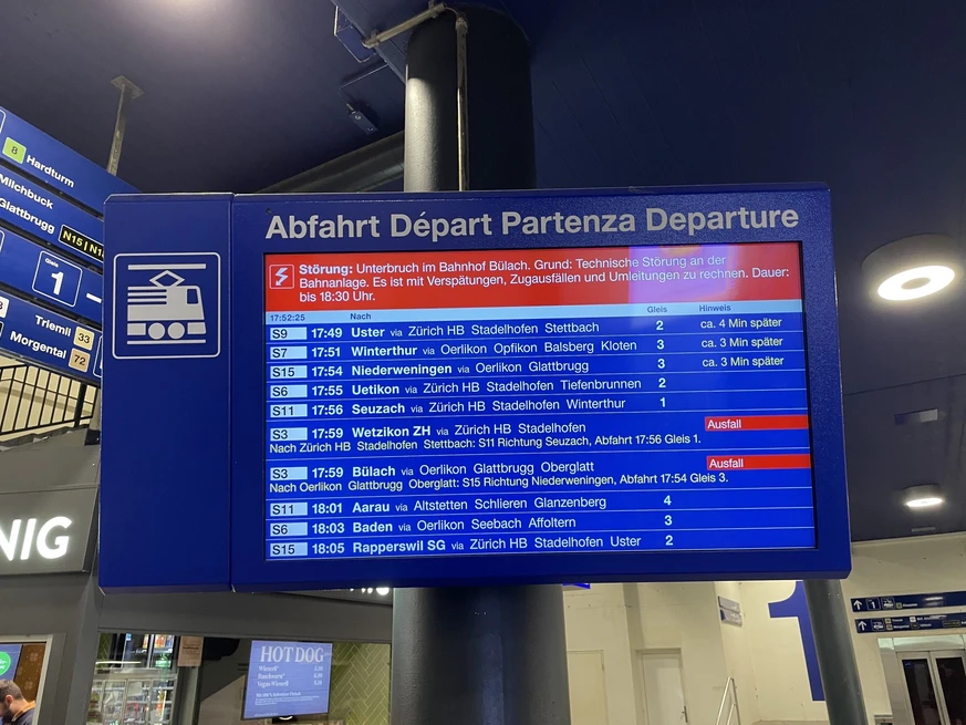 Bülach ரயில் நிலையத்தில் தொழில்நுட்ப கோளாறு : பல ரயில்கள் தாமதம்