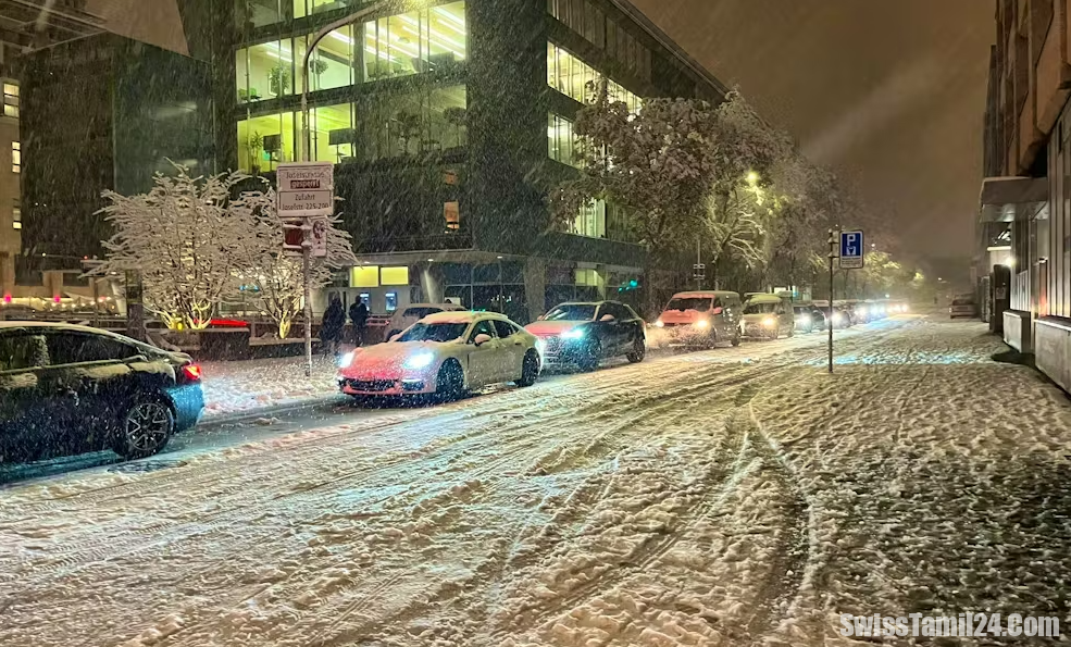 சூரிச்சில் பனி நிறைந்த சாலைகளில் எண்ணற்ற விபத்துகள்