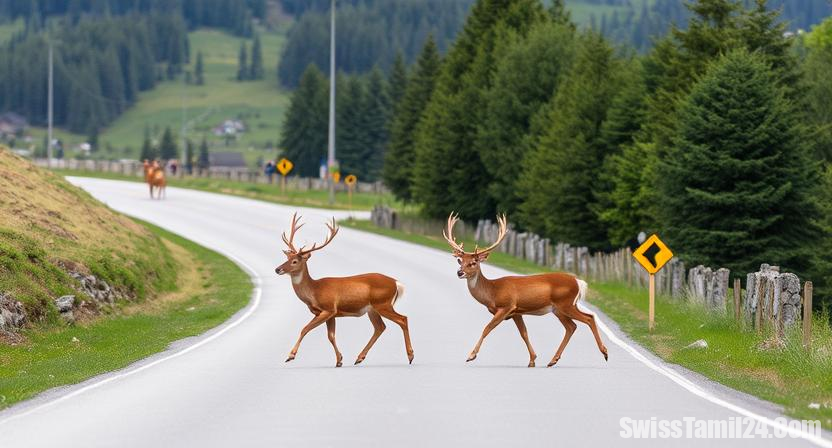 சுவிட்சர்லாந்தில் வாகனம் ஓட்டும்போது ஒரு விலங்கை மோதினால் என்ன செய்ய வேண்டும்?