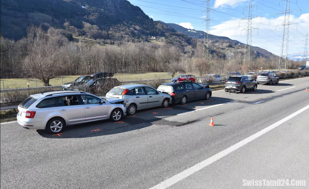 கிராவுண்டன் A13 நெடுஞ்சாலையில் 7 வாகனங்கள் ஒன்றுடன் ஒன்று மோதி விபத்து