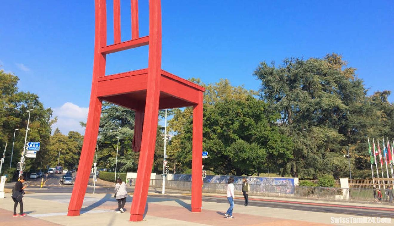 ஜெனீவாவின் உடைந்த நாற்காலி நினைவுச்சின்னத்தில் மறுசீரமைப்பு பணிகள் ஆரம்பம்