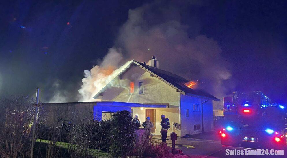 ப்ரீபோர்க் கன்டோனிலுள்ள Courtaman பகுதியிலுள்ள குடியிருப்பு கட்டிடத்தில் தீ