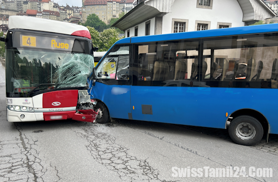 ஃப்ரீபர்க்கில் (Freiburg) பள்ளிப் பேருந்து பொதுப் பேருந்துடன் மோதி விபத்து