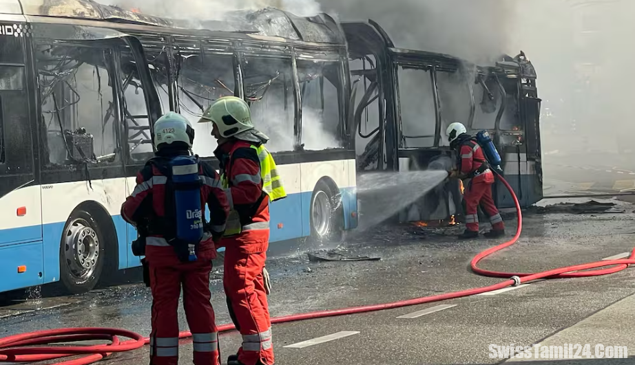 சூரிச்-ஹோங்கில் பஸ் தீ விபத்து: மேயர்ஹோஃப் பிளாட்ஸில் பரபரப்பு