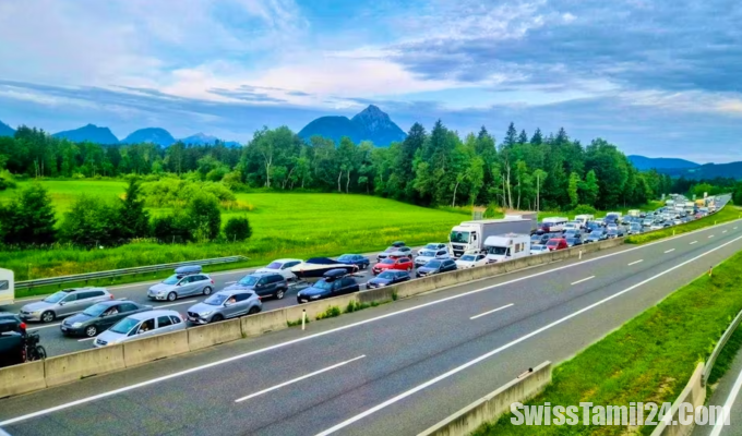 Traffic jam on the A13 route in San Bernardino