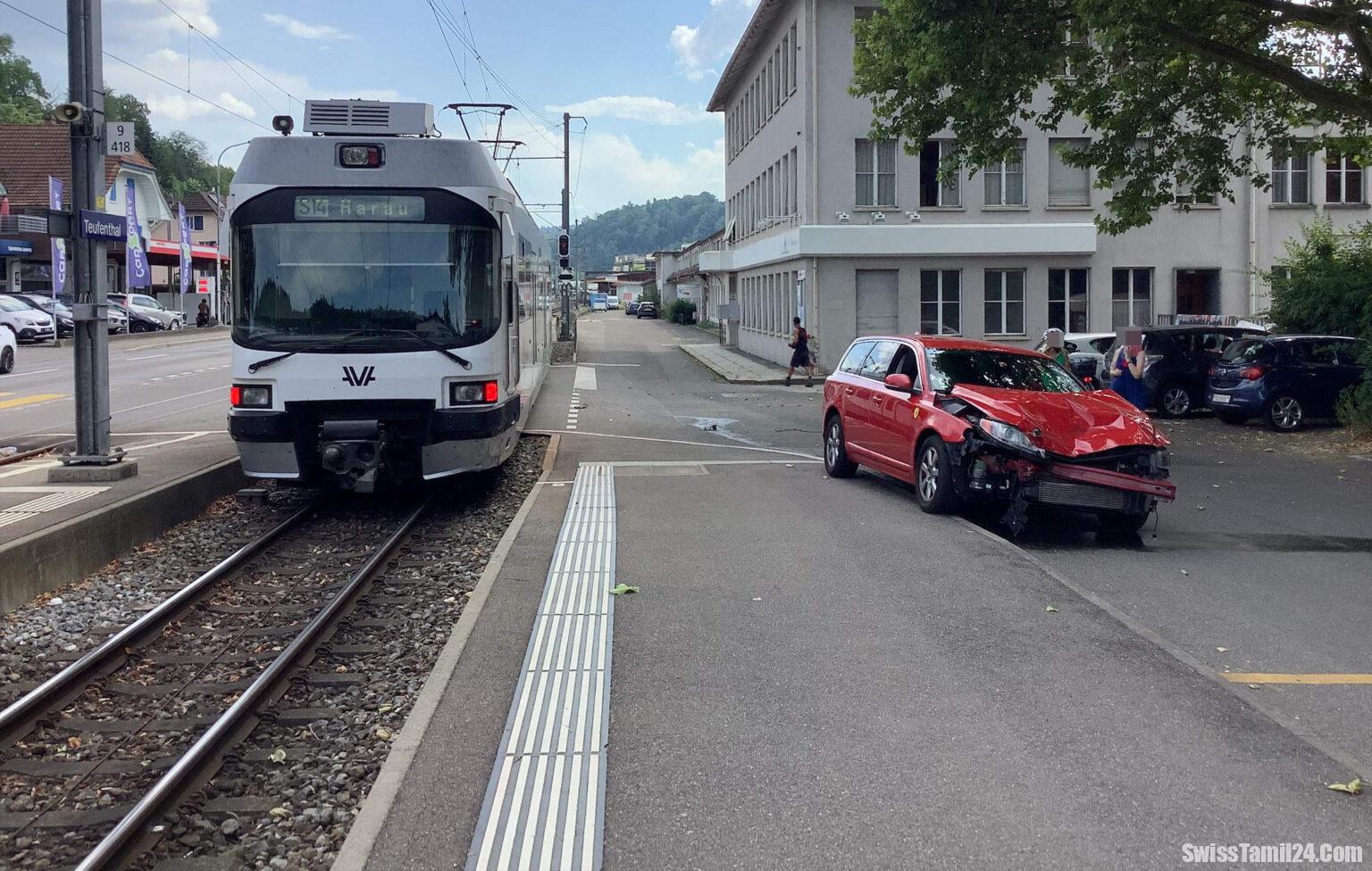 ஆர்காவ் கன்டோனில் கவனக்குறைவால் ரயில் மற்றும் கார் இடையே விபத்து
