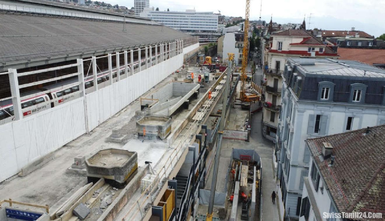 லௌசான் ரயில் நிலைய விரிவாக்கப் பணிகள் தீவிரம்
