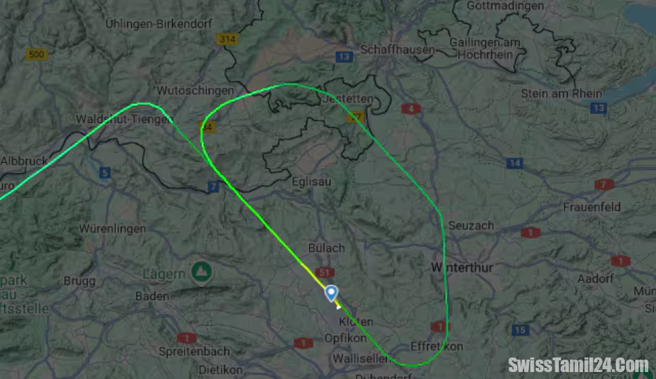 சூரிச் விமான நிலையத்தில் தரையிறங்க முடியாமல் வட்டமடித்த விமானம் : பயணிகள் அதிர்ச்சி