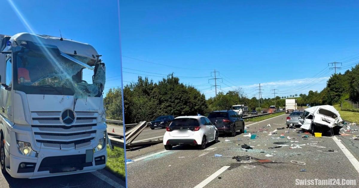 சுவிட்சர்லாந்து A14 நெடுஞ்சாலையில் பயங்கர விபத்து: ஒருவர் உயிரிழப்பு, எட்டு பேர் காயம்