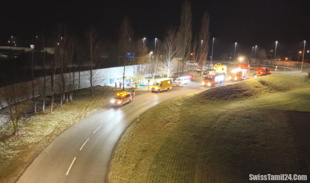 சென்ட்கேலன் கன்டோனில் கிறிஸ்துமஸ் அதிகாலையில் விபத்து: ஐந்து பேர் காயம், ஒருவர் கவலைக்கிடம்