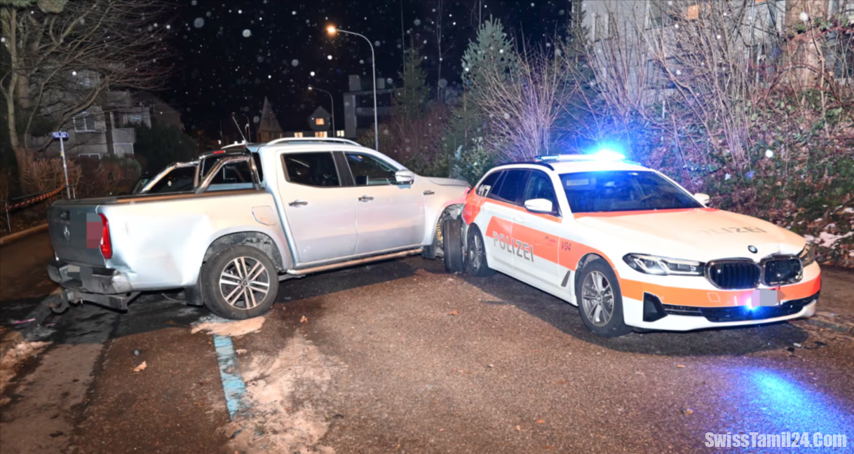 போலீசை ஏமாற்றி தப்பியோட்டம்: சென்ட்கேலனில் தொடர் விபத்து, பெரும் சேதம்